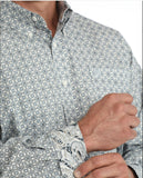 Cinch Men's Cream Geometric Print Long Sleeve Western Shirt | MTW1106155