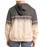 Rock & Roll Denim Natural Long Sleeve Border Print Hoodie