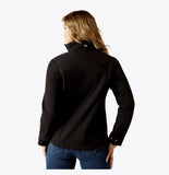 Ariat Women's Berber Back Softshell Jacket, black, showcasing the back view, perfect for cozy and weatherproof layering.