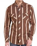 Rock & Roll Denim Men's Brown Striped Modern Fit Snap Shirt