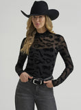 Wrangler Retro Women's Punchy Mock Neck Knit Top in Black