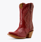 Ariat Women's Julietta Red Western Boot featuring intricate stitching and stylish heel design.