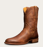 Tecovas The Earl Men's Roper Boot in brown, crafted from Scotch Goat leather for style and comfort.