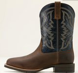 Side view of Ariat Hybrid Ranchwork Waterproof Western Work Boot for men, showcasing traditional Western design and waterproof features.
