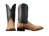 Tecovas The Emmitt Full-Quill Ostrich Cowboy Boots featuring detailed stitching and a broad square toe design.