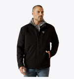 Ariat Men's Vernon Softshell Jacket, showcasing its stylish black design and comfortable fit for everyday wear.