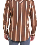 Rock & Roll Denim Men's Brown Striped Modern Fit Snap Shirt