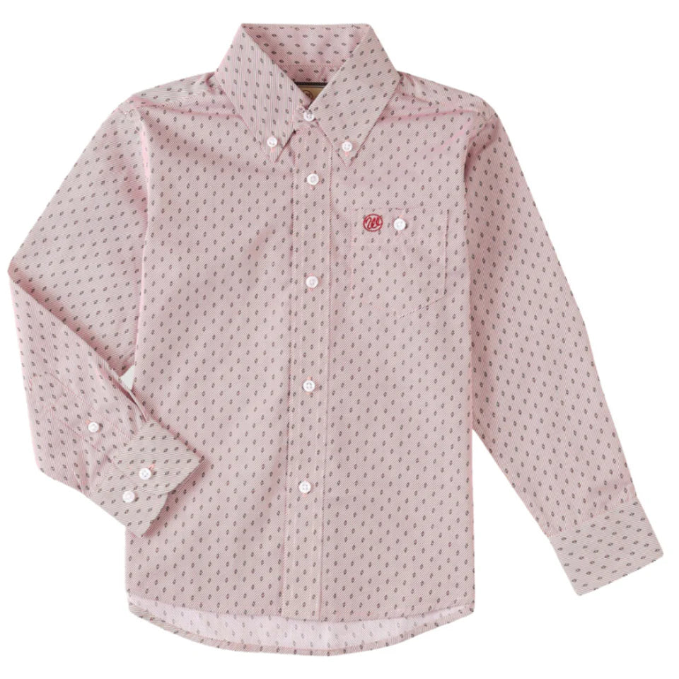 Wrangler Boys Classic Long Sleeve Shirt - Pink - 112331649