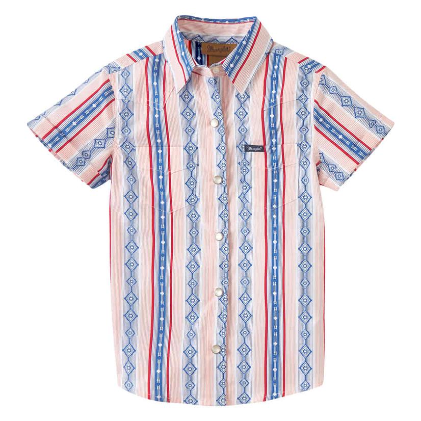 Wrangler - Red and Blue Kids Short Sleeve Shirt