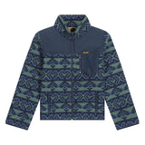 Wrangler Boys Full Zip Hay Away Sherpa Jacket in green and navy pattern with chest pocket and zip closure.