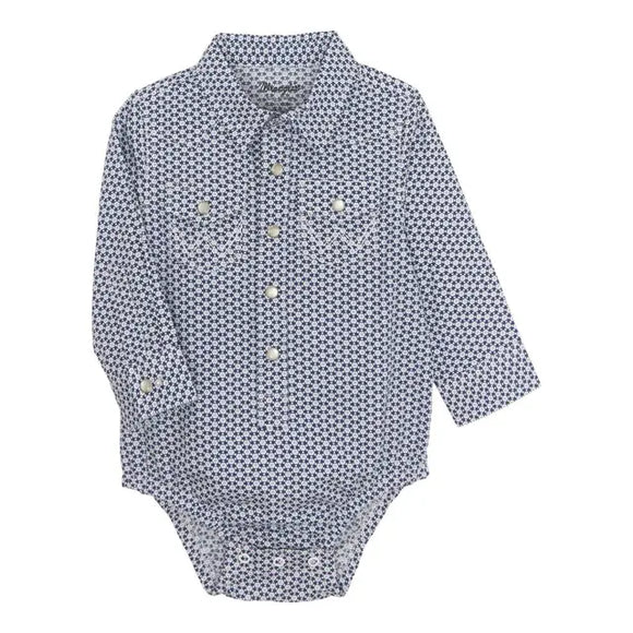 Wrangler Infant Boy Woven Snap Onesie - Blue