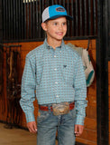 Cinch - Boy Long Sleeve Geometric Blue Shirt