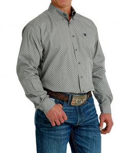 CINCH - Mens Long Sleeve Gray Patterned Button up Shirt