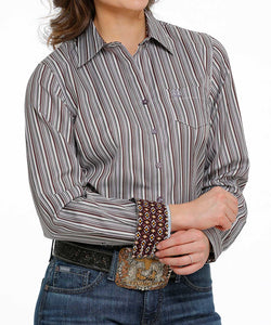 CINCH - Women's Brown multi color Stripe Button shirt