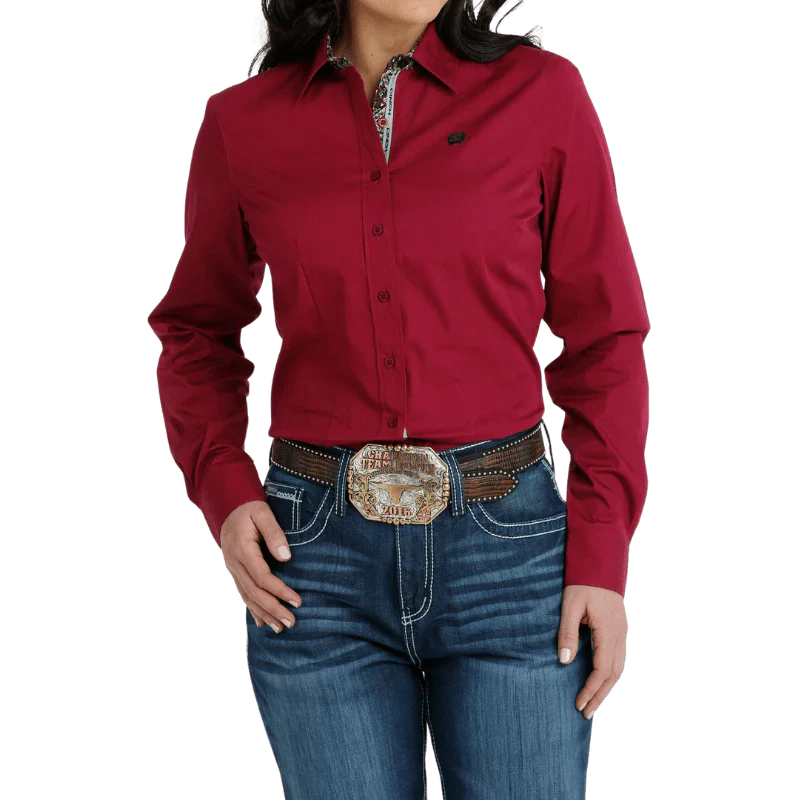 Women's Long Sleeve w/contrast Trim Button down Shirt