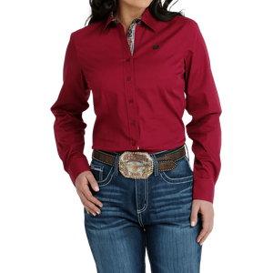 Women's Long Sleeve w/contrast Trim Button down Shirt