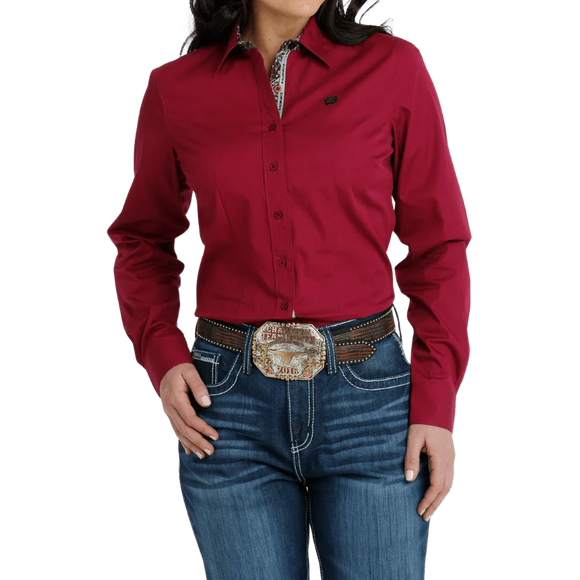 Women's Long Sleeve w/contrast Trim Button down Shirt