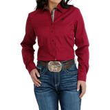 Women's Long Sleeve w/contrast Trim Button down Shirt