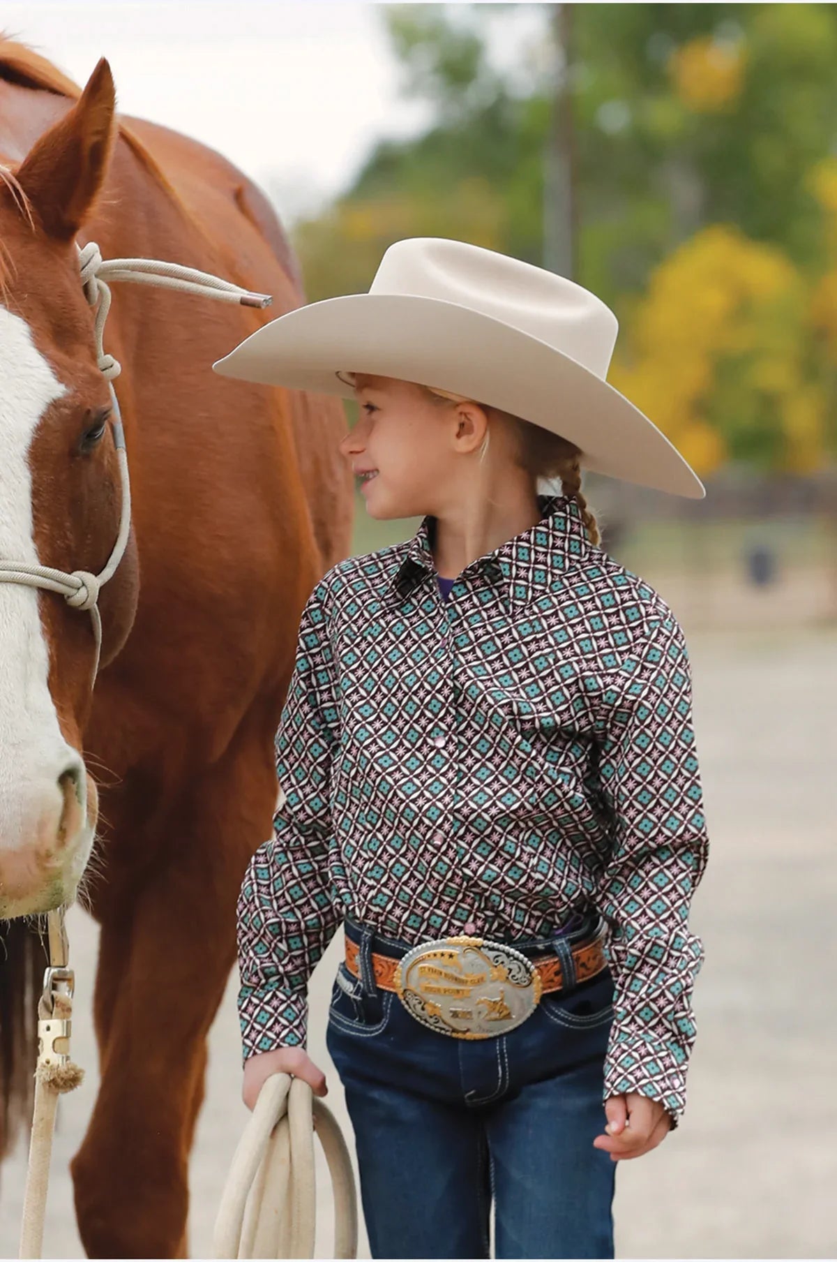 Cruel Girl's Brown Printed Snap Front Shirt