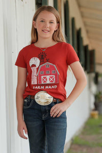 Girl's Farm Hand Tee - Red