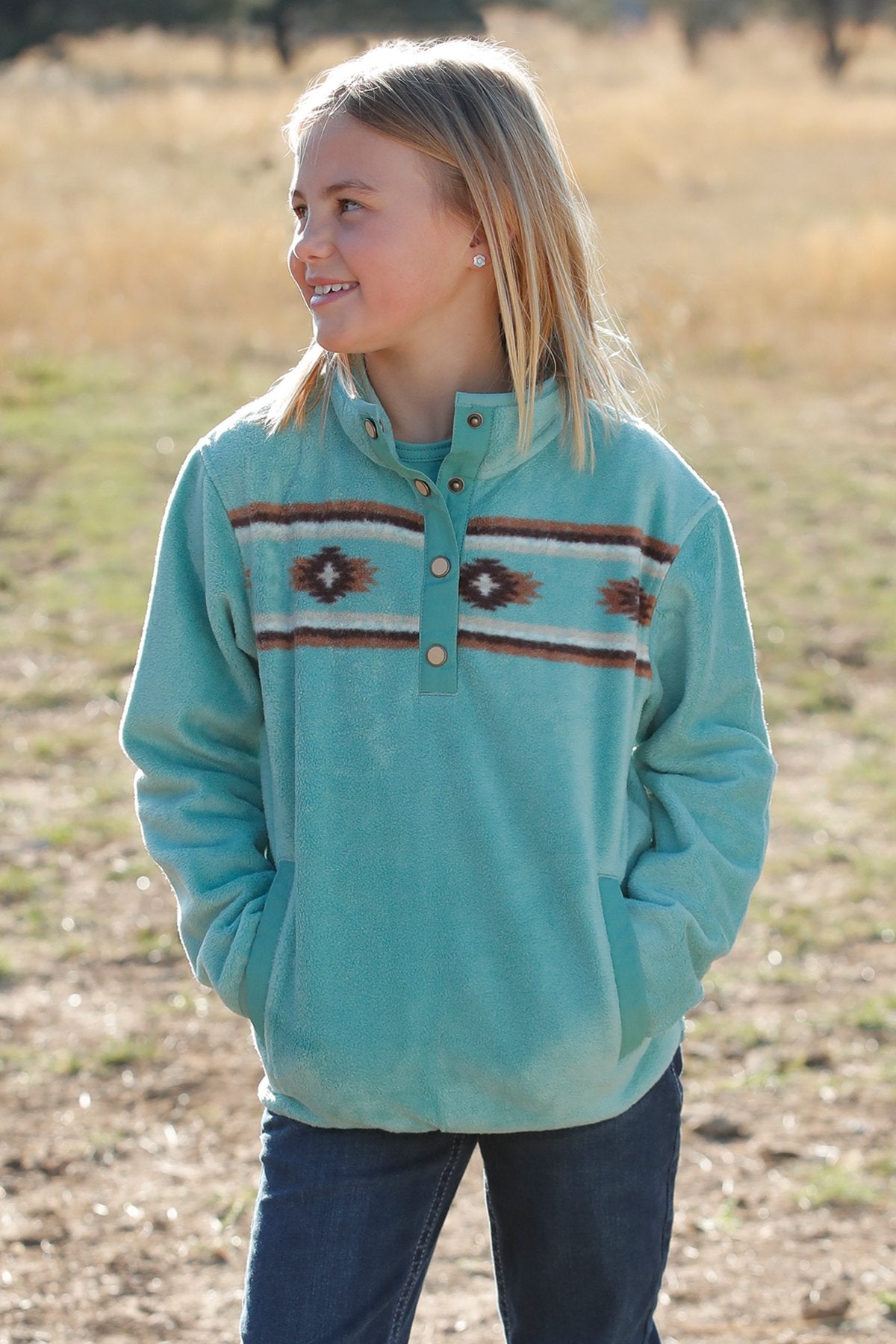 Cruel - Girl's Match Mom Fleece Pullover - Turquoise