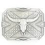 Nocona Silver Rectangular Steer Head Skull Belt Buckle