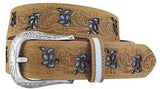 Roper Women's Distressed Leather Brown Belt - Floral Emboss