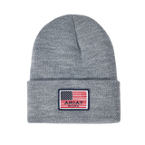 Ariat Rebar Roughneck Heather Grey with American Flag Logo Patch Watch Cap