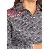 Panhandle Womens Black/Pink western snap shirt