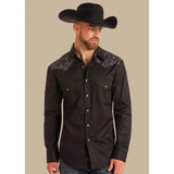 ROCK&ROLL Long Sleeve Snap Western Shirt -Black