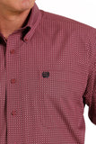 Cinch Men's Fuchsia & Black Geometric Print Button Down Shirt