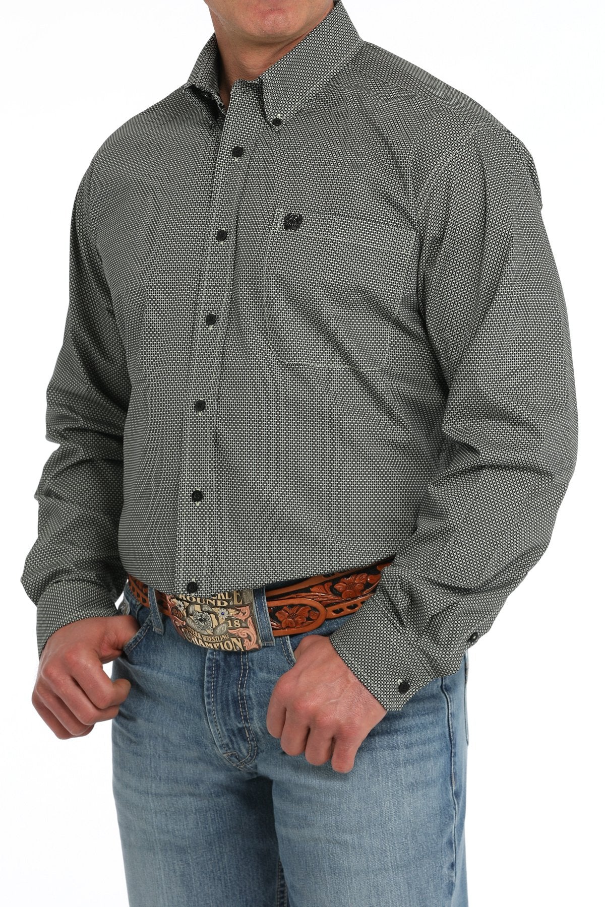 Cinch Men's Long Sleeve Button down Shirt - Lime