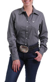 Women's Charcoal Solid Button-Up Shirt MSW9164029