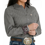 Womens Gray Western Print Shirt