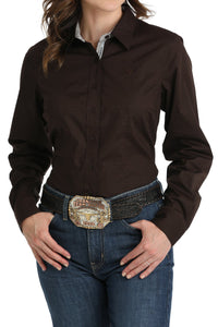 CINCH - Women's Stretch Tonal Print Button-Down Western Shirt - Brown