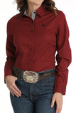 Women's Polka Dot Print Button-Down Western Shirt - Red