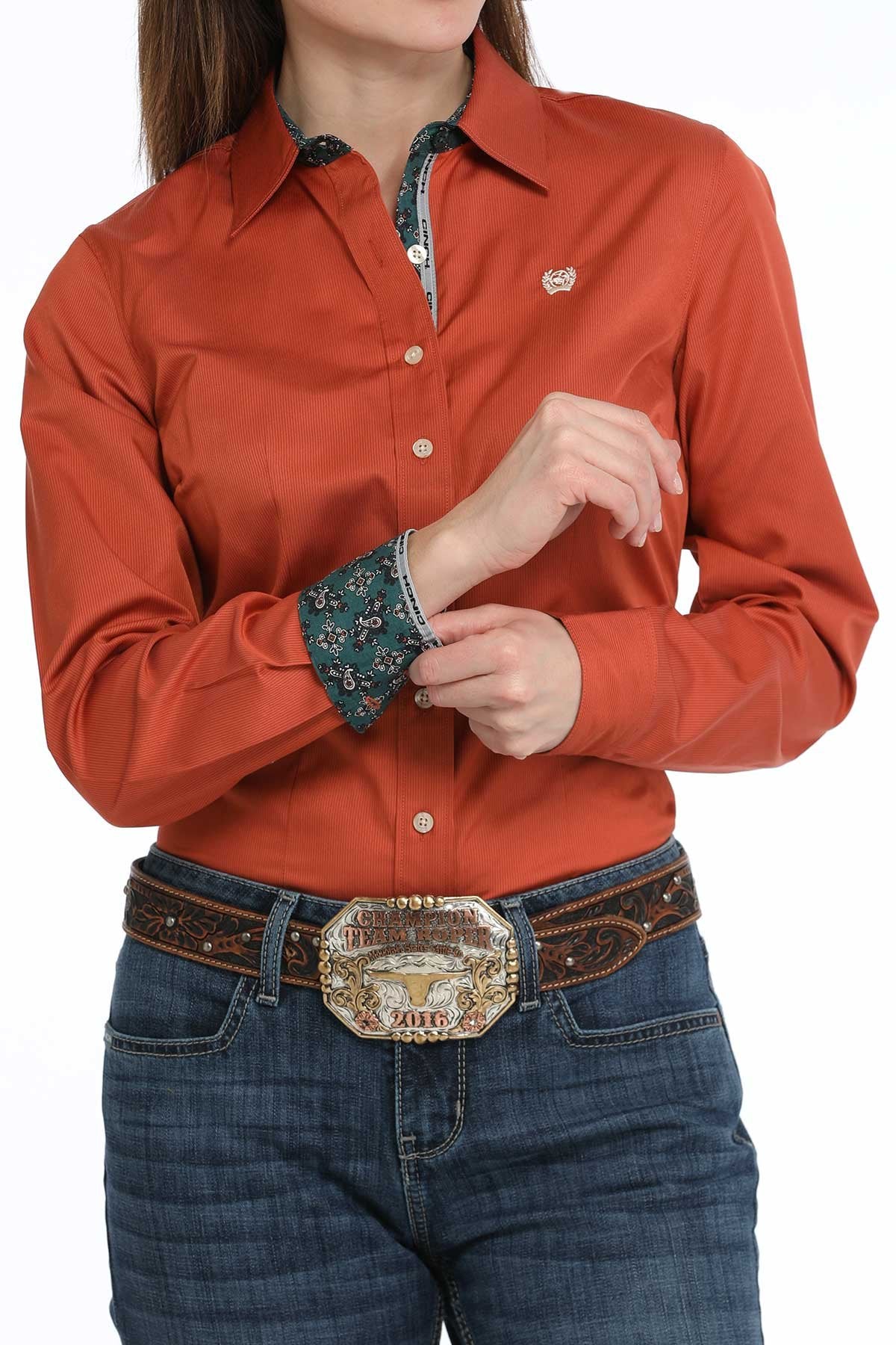 CINCH - Women's Stripe Button-Down Western Shirt - Copper