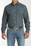 Men's Geometric Print Button-Down Western Shirt - Teal/Navy