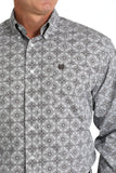 Men's Medallion Print Button-Down Western Shirt - Brown