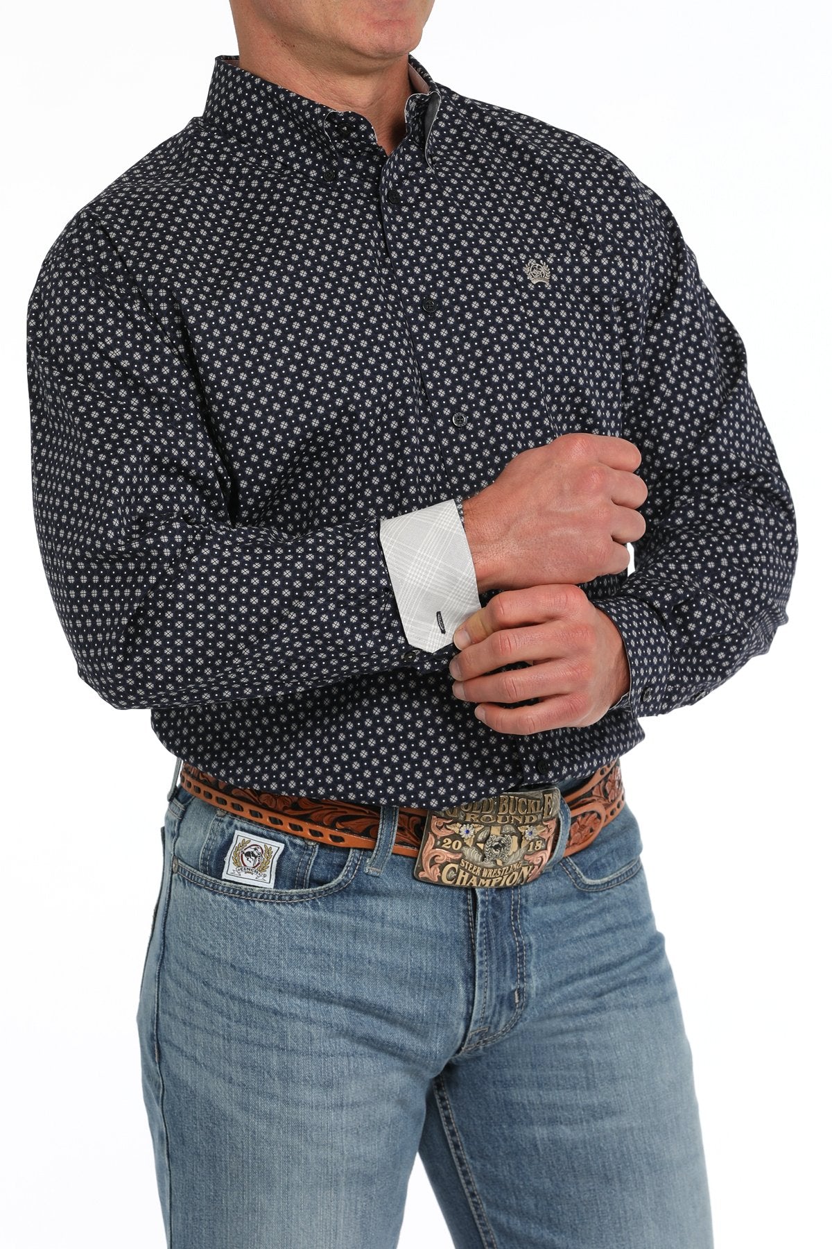 cinch dress shirt Cinch Men's Navy Print Button Down Shirt