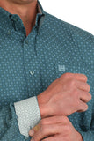 Men's Medallion Print Button-Down Western Shirt - Green