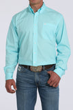 Men's Solid Button-Down Western Shirt - Turquoise MTW1105923 worn by a model, featuring a front pocket and white buttons.