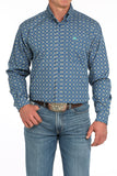 Cinch Men's Medallion Print Button-Down Western Shirt - Royal
