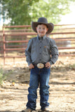 Medallion Print Button-Down Western Shirt - Navy / Gold