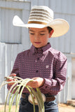 Cinch Boy's Geometric Print Button-Down Western Shirt - Purple MTW7060379