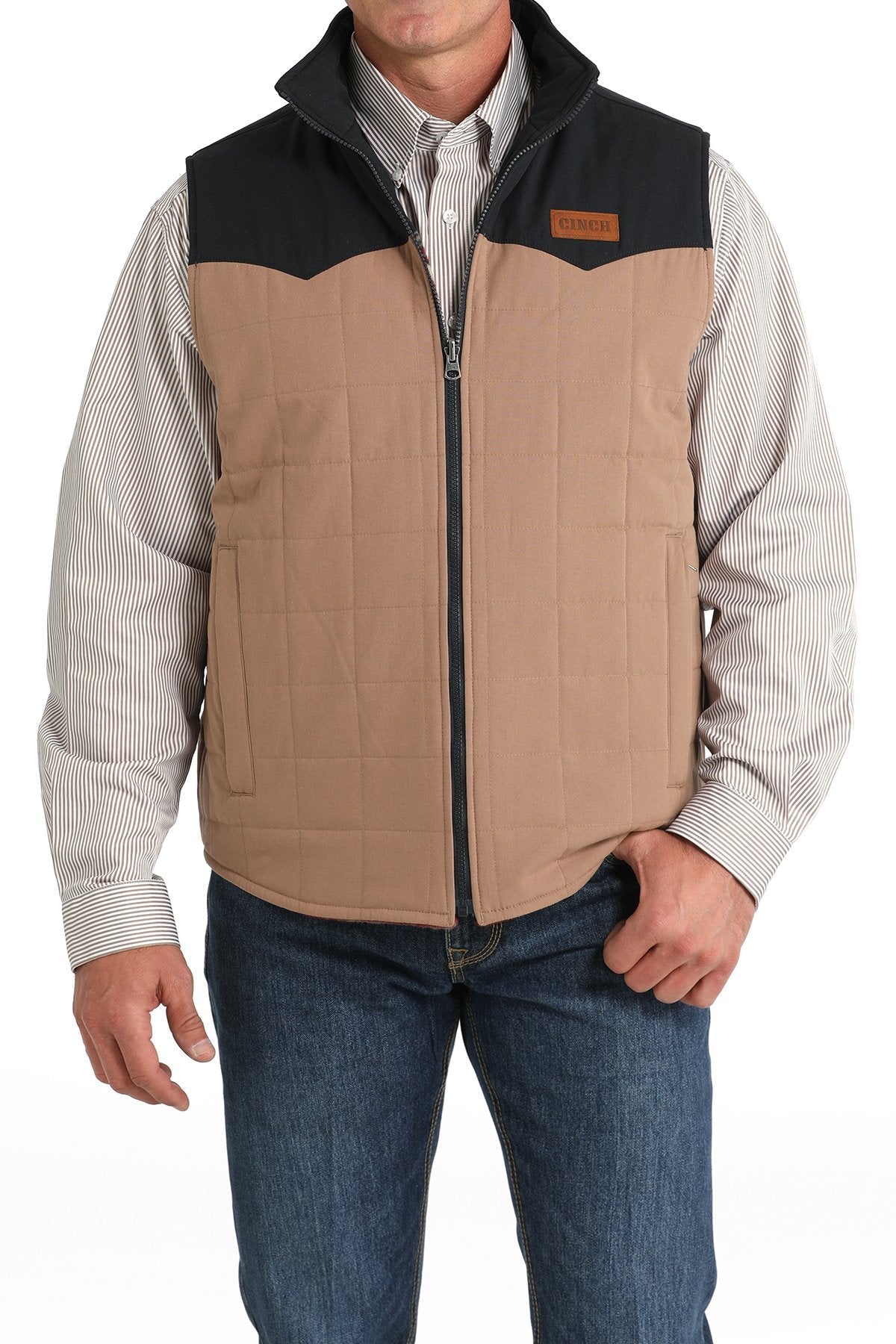 Men's Reversible Quilted Vest - Khaki/Navy