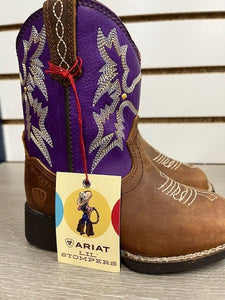 Ariat Lil' Stomper Brown/Purple Boot