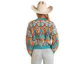 Rock & Roll Denim Women's All Over Aztec Sweater - Blue