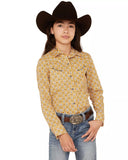 Girl's Medallion Print Long Sleeve Western Snap Shirt