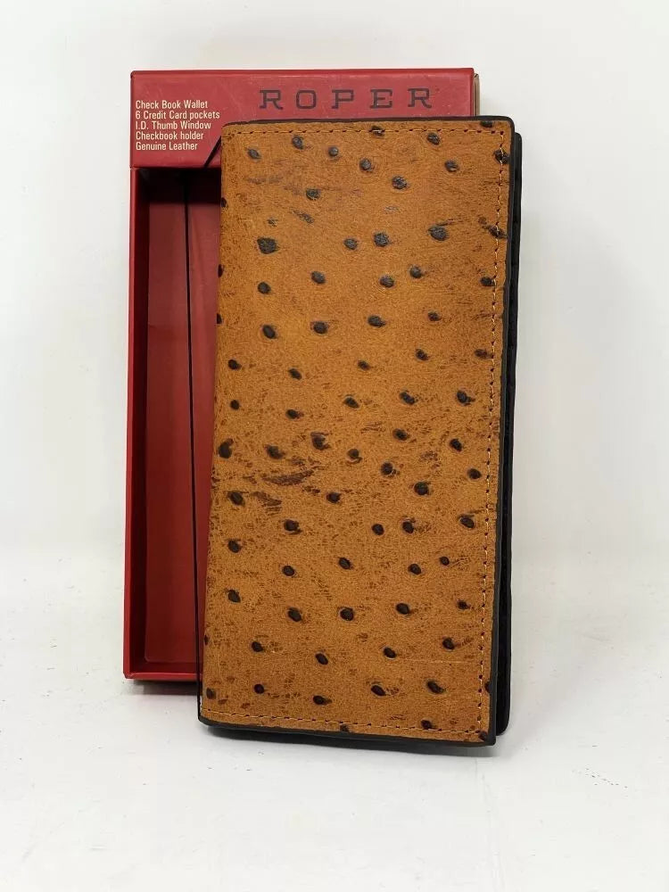 Roper Ostrich Print Leather Rodeo Wallet/Checkbook